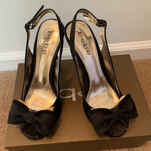 BEBE Satin High Heels Open Toe